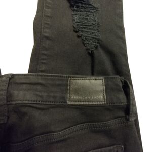 EUC American Eagle Outfitters Women's Black Jeans Super Hi Rise Jeggins Size 4